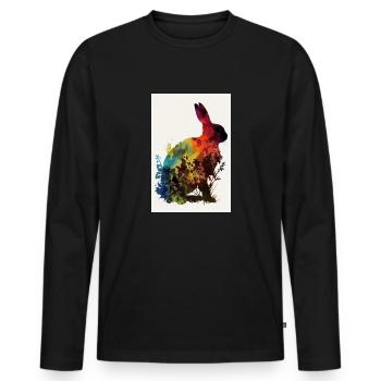 Lapin lapin animal animal de compagnie Silhouette de lapin - T-shirt manches longues Premium bio Homme - noir - Devant - Nico (187cm)