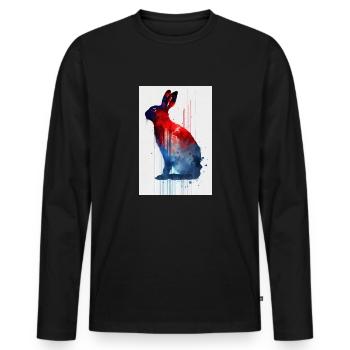 Lapin lapin animal animal de compagnie aquarelle de lapin - T-shirt manches longues Premium bio Homme - noir - Devant - Nico (187cm)
