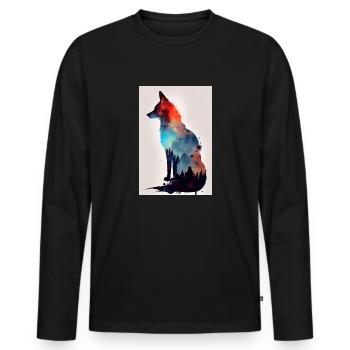 Fox Foxes Animal Silhouette - Men's Premium Organic Long Sleeve Shirt - black - Front - Nico (187cm)
