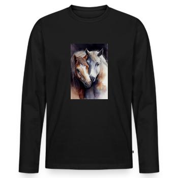 Pferd Pferde Reiten Pferdereiten Sprungreiten - Männer Premium Bio Langarmshirt - Schwarz - Vorne - Nico (187cm)