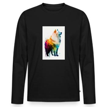 Samoyède Chien Pet Chiens Arc-en-ciel - T-shirt manches longues Premium bio Homme - noir - Devant - Nico (187cm)