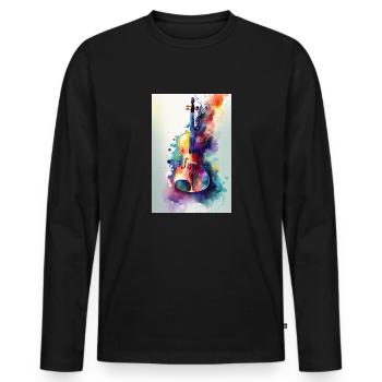 Violon Violon Instrument de violon - T-shirt manches longues Premium bio Homme - noir - Devant - Nico (187cm)