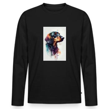 Chiens teckels - T-shirt manches longues Premium bio Homme - noir - Devant - Nico (187cm)