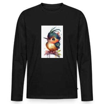 Colibri Colibri Oiseau Colibri Aquarelle - T-shirt manches longues Premium bio Homme - noir - Devant - Nico (187cm)