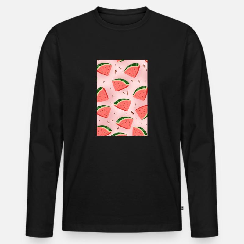 Wassermelonenscheiben - Männer Premium Bio Langarmshirt - Schwarz