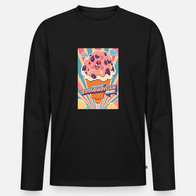 Eiscreme-Stil - Männer Premium Bio Langarmshirt - Schwarz