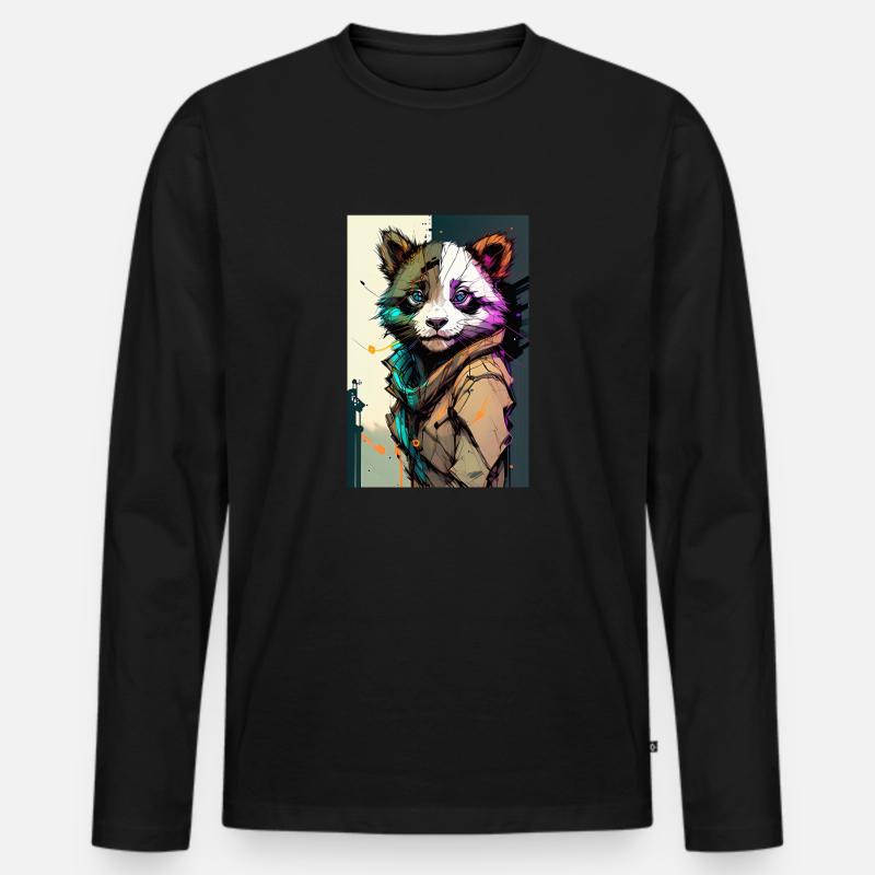 Inkpunk Panda 2 - Männer Premium Bio Langarmshirt - Schwarz