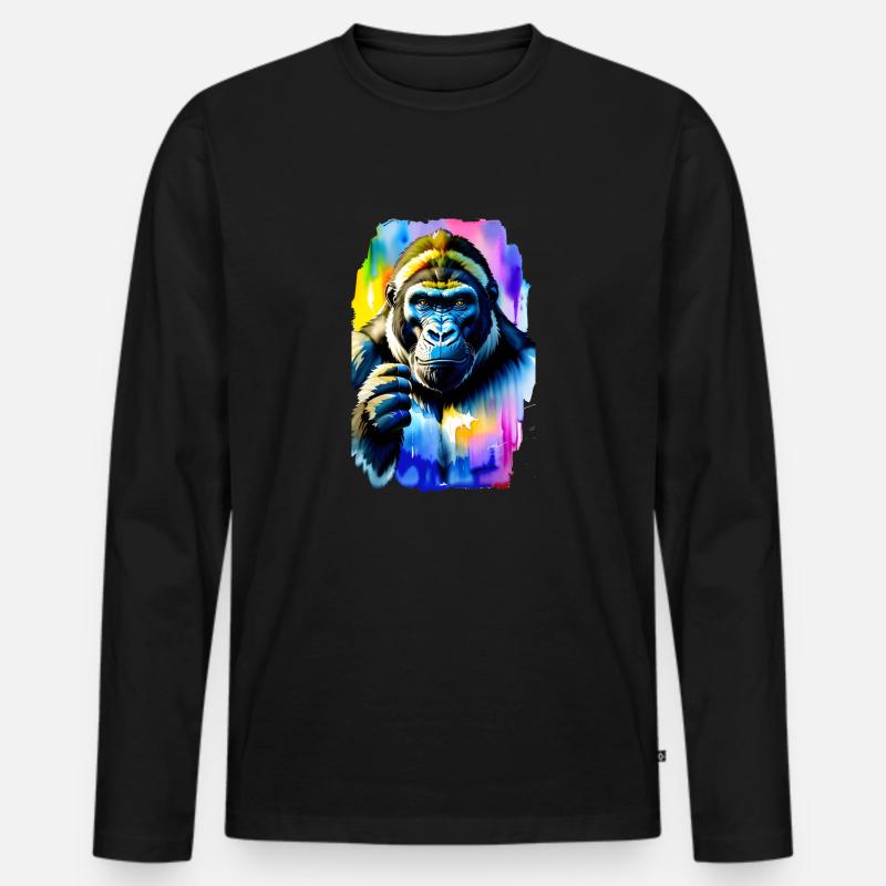 Gorilla #1 - Männer Premium Bio Langarmshirt - Schwarz