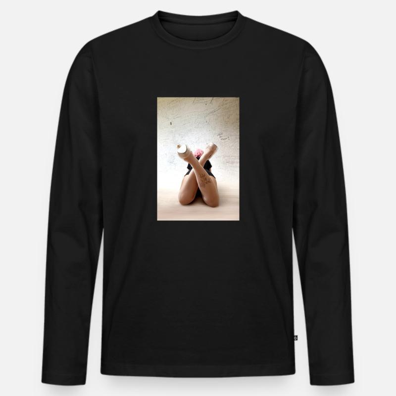 Trau dich - Männer Premium Bio Langarmshirt - Schwarz