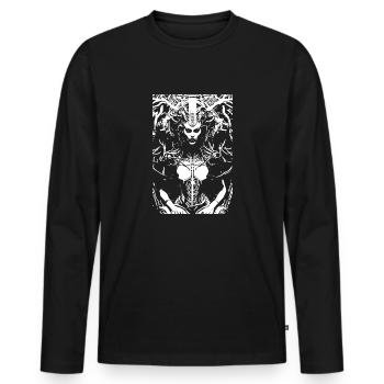 Sci-Fi-Cyborg-Frau - Männer Premium Bio Langarmshirt - Schwarz - Vorne - Nico (187cm)