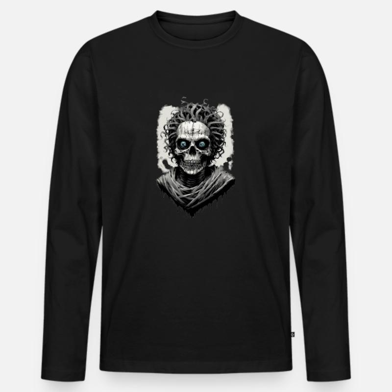 Porträt einer Mumie 12 - Männer Premium Bio Langarmshirt - Schwarz