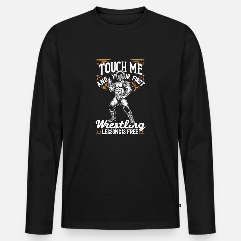 Pro Wrestler Motivation Tee - Männer Premium Bio Langarmshirt - Schwarz