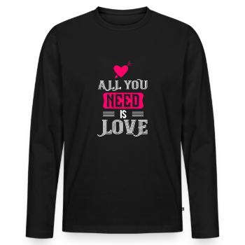Tout ce dont vous avez besoin, c’est d’amour - T-shirt manches longues Premium bio Homme - noir - Devant - Nico (187cm)