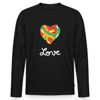 LOVE Coeur - T-shirt manches longues Premium bio Homme - noir - Devant - Nico (187cm)