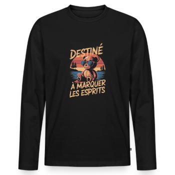 Destiné à marquer les esprits - T-shirt manches longues Premium bio Homme - noir - Devant - Nico (187cm)