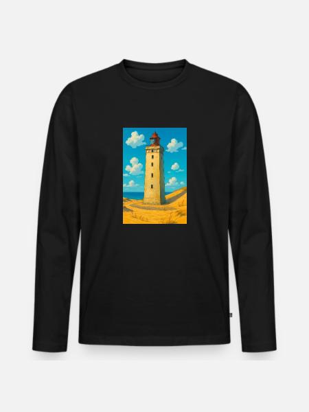 Rubjerg Knude Fyr - Men's Premium Organic Long Sleeve Shirt - black