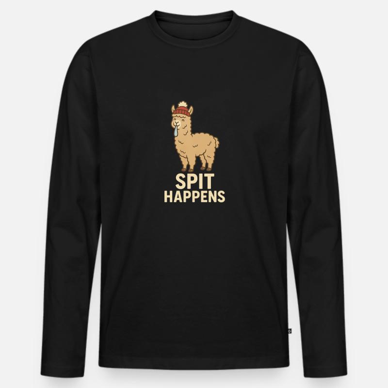 SPIT HAPPENS - Männer Premium Bio Langarmshirt - Schwarz