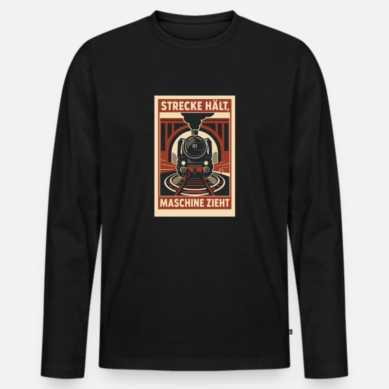 Railway Track Holds Machine Pulls - Men's Premium Organic Long Sleeve Shirt - black