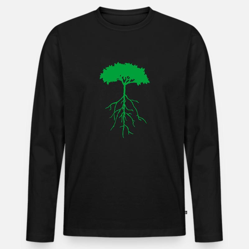 wurzelbaum - Männer Premium Bio Langarmshirt - Schwarz