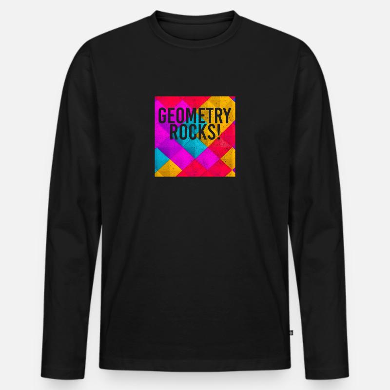 Geometry Rocks Funny Math Teacher - Männer Premium Bio Langarmshirt - Schwarz