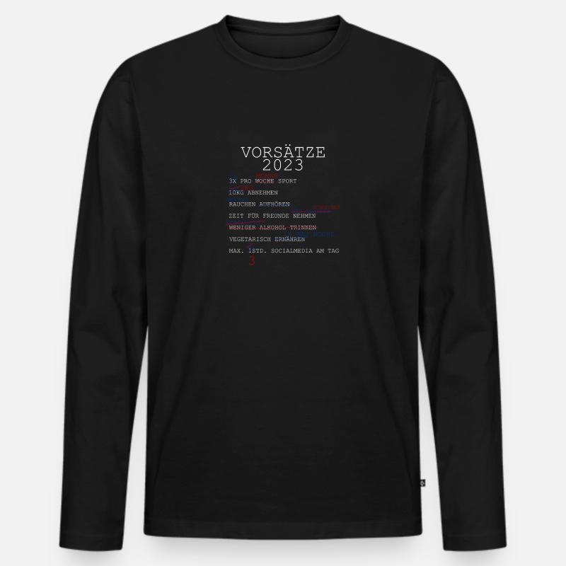 vorsätze 2023 - Männer Premium Bio Langarmshirt - Schwarz