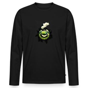 Cup of Tea I Green Tea Motif Gift Tea Lovers - Men's Premium Organic Long Sleeve Shirt - black - Front - Nico (187cm)
