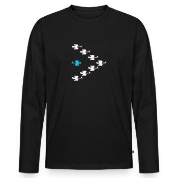 Inspirational Swim Against The Current Anti - Men's Premium Organic Long Sleeve Shirt - black - Front - Nico (187cm)