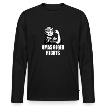 Omas gegen rechts - Männer Premium Bio Langarmshirt - Schwarz - Vorne - Nico (187cm)