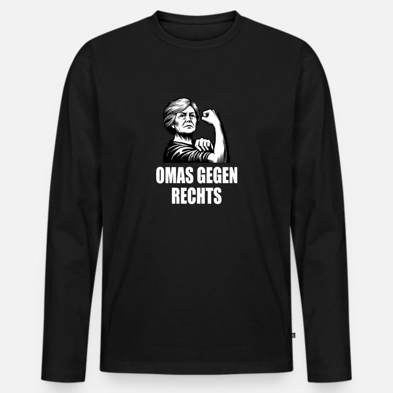 Omas gegen rechts - Männer Premium Bio Langarmshirt - Schwarz