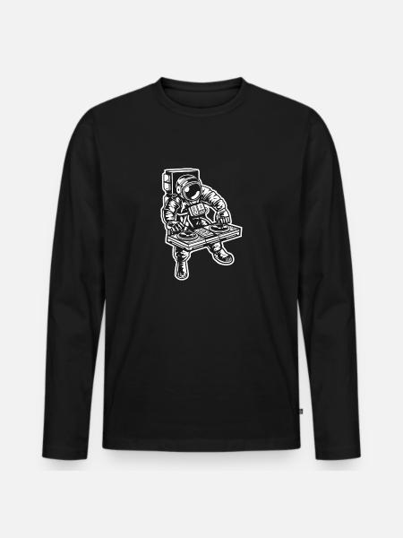 Astronaut DJ - Men's Premium Organic Long Sleeve Shirt - black
