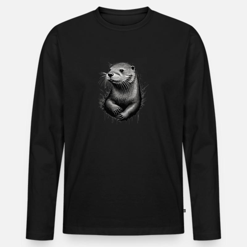 Otter - Männer Premium Bio Langarmshirt - Schwarz