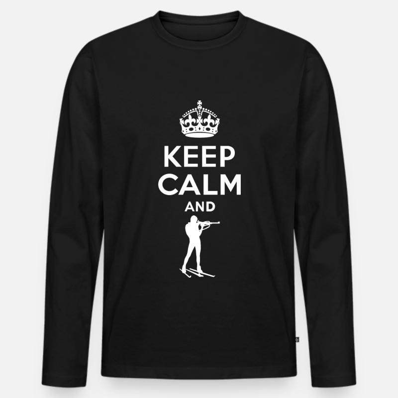 Keep Calm - Biathlon - Männer Premium Bio Langarmshirt - Schwarz