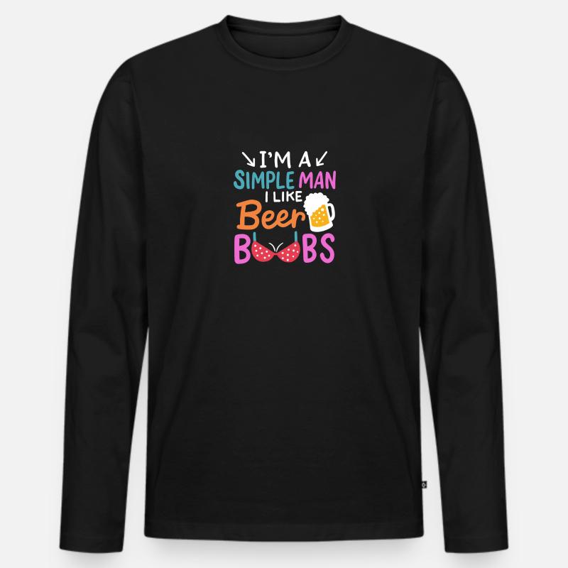 Beer And Boobs - Männer Premium Bio Langarmshirt - Schwarz