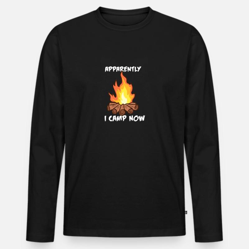 Apparently I Camp Now - Männer Premium Bio Langarmshirt - Schwarz