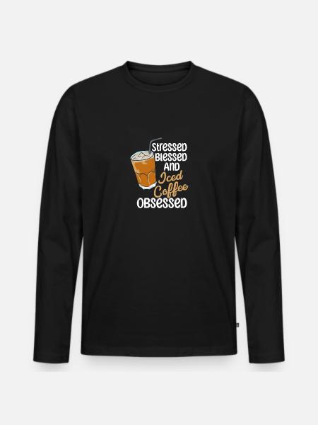 Iced Coffee Obsessed - Männer Premium Bio Langarmshirt - Schwarz
