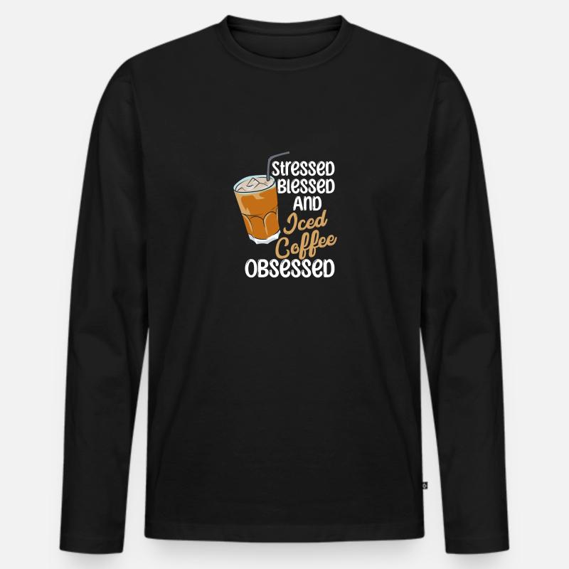 Iced Coffee Obsessed - Männer Premium Bio Langarmshirt - Schwarz
