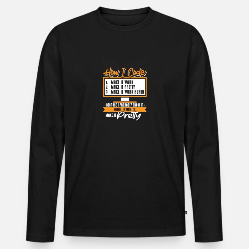 How I Code - Männer Premium Bio Langarmshirt - Schwarz