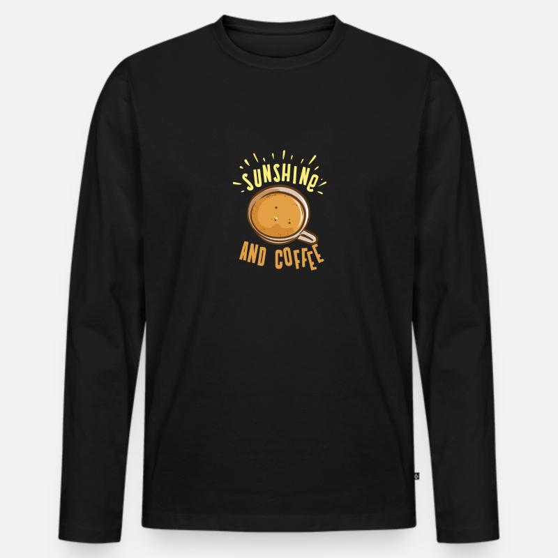 Sunshine And Coffee - Männer Premium Bio Langarmshirt - Schwarz
