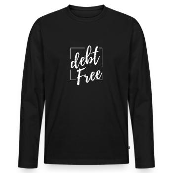 Business, Debt Free - Schuldenfrei - Men's Premium Organic Long Sleeve Shirt - black - Front - Nico (187cm)