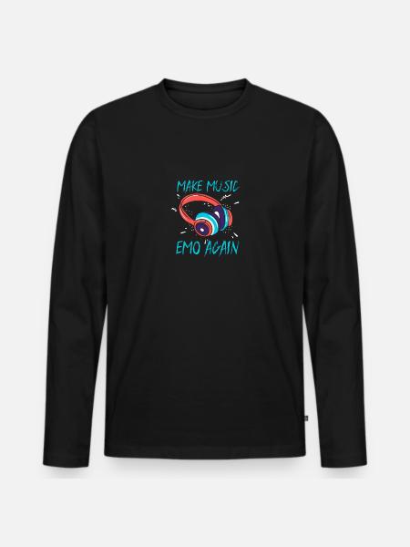 Make Music Emo Again - Männer Premium Bio Langarmshirt - Schwarz