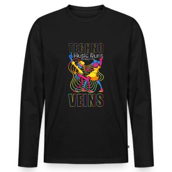 Techno Rave Musik Festival Dj - Männer Premium Bio Langarmshirt - Schwarz - Vorne - Nico (187cm)
