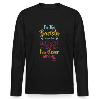 Barkeeper Kaffeetrinker Morgenmuffel - Männer Premium Bio Langarmshirt - Schwarz - Vorne - Nico (187cm)