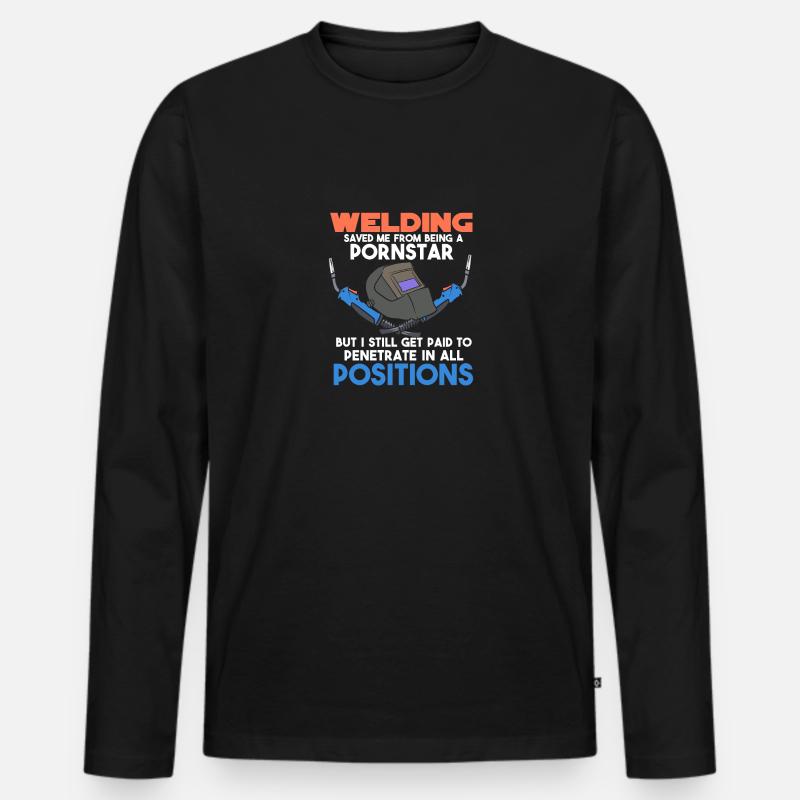 Welding Saved Me - Männer Premium Bio Langarmshirt - Schwarz