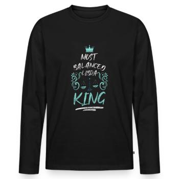 Constellation de la Balance Octobre Superstition - T-shirt manches longues Premium bio Homme - noir - Devant - Nico (187cm)