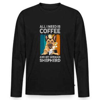 Chien, chien policier, chien de race, chien d’assistance - T-shirt manches longues Premium bio Homme - noir - Devant - Nico (187cm)