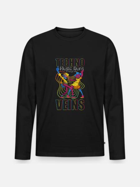 Techno Dj Minimal - Männer Premium Bio Langarmshirt - Schwarz