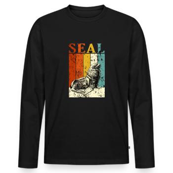 otarie - T-shirt manches longues Premium bio Homme - noir - Devant - Nico (187cm)