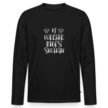 My Lurcher Rides Shotgun Dog Lover - Men's Premium Organic Long Sleeve Shirt - black - Front - Nico (187cm)
