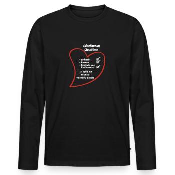 Romantische Liebesherz-valentinstag-paare - Männer Premium Bio Langarmshirt - Schwarz - Vorne - Nico (187cm)