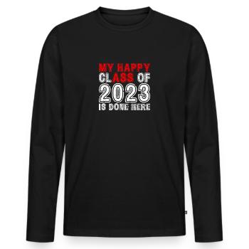 My Happy Class Is Done Here 2023 Retro Senior - Men's Premium Organic Long Sleeve Shirt - black - Front - Nico (187cm)